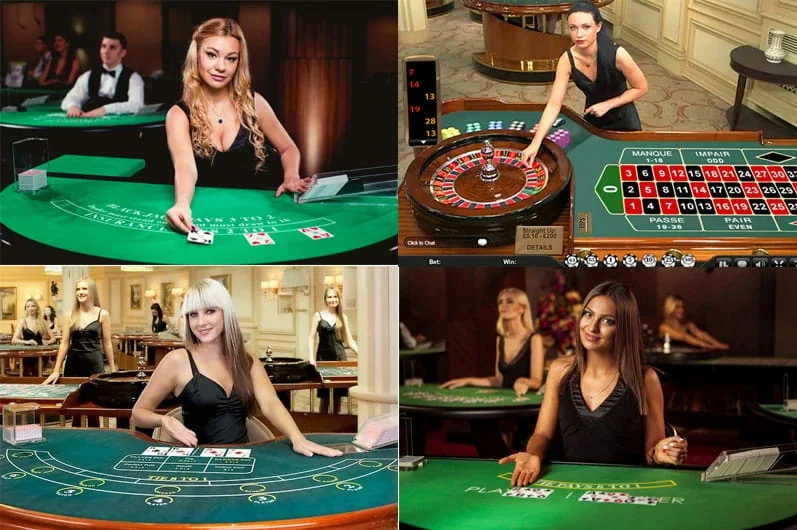 Antarmuka meja kasino live dengan tampilan dealer